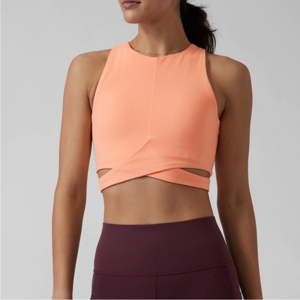 Athleta Conscious Crop Cut Out Bra Bright Peach Size X-Large